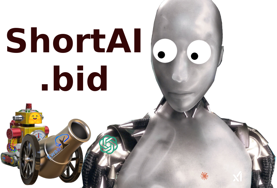 ShortAI.bid  Simple little robot shoots big unweildy needlessly-anthropomorphised robot.